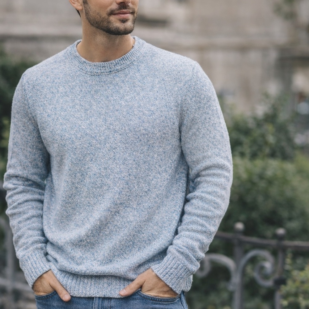 Scotch & Soda Light Blue Heathered Crewneck Sweater Size L – Worn Once